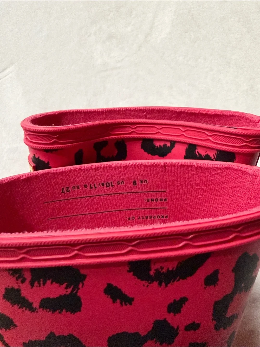 Hunter Kids Pink and Black Leopard Print Rain Boots Like new UK 9 US10